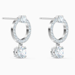 Constella hoop earrings Round cut, White, Rhodium plated